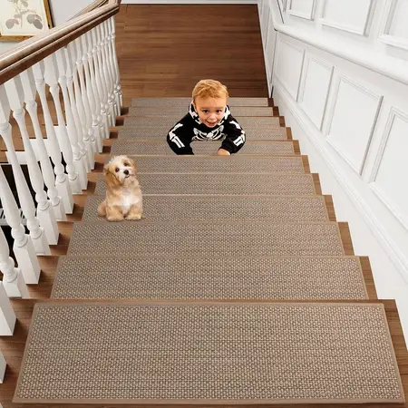 15Pcs Linen Carpet Stair Treads for Wooden Steps