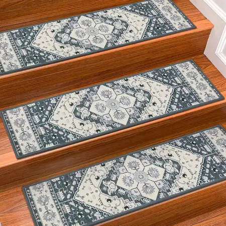 Non Slip Stair Treads with Reusable Adhesive for Wooden Steps
